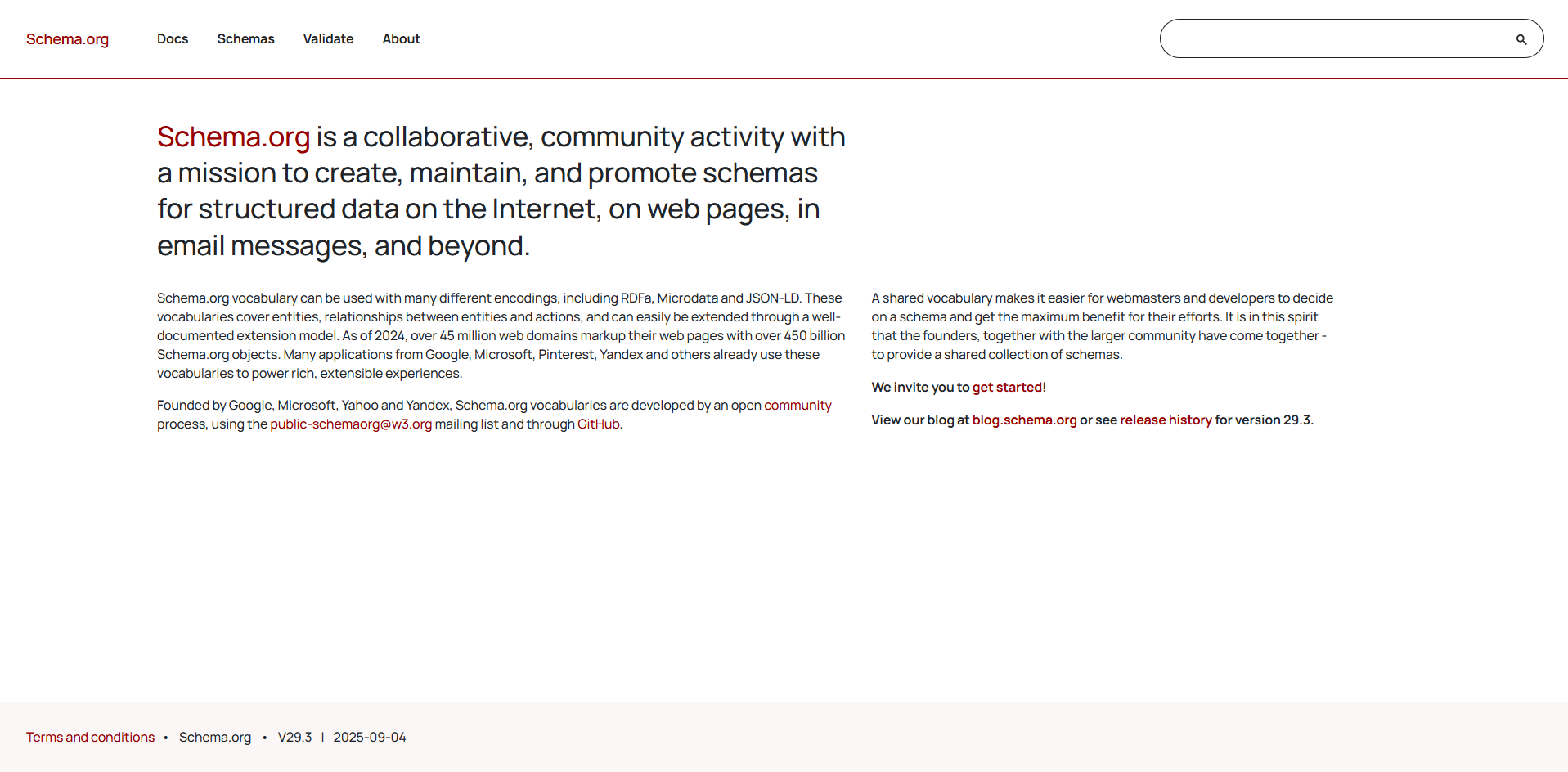 schema.org screenshot